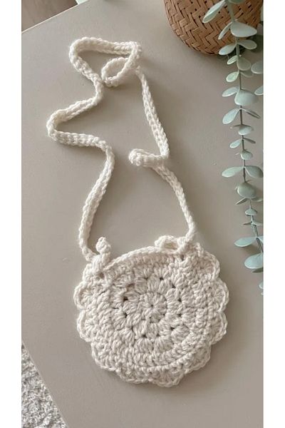 efecco Cream Children's Bag / Knitted Children's Bag / Pink Cute Children's Bag