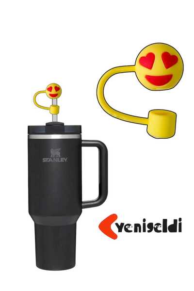 Yenigeldi 1 Piece (10mm) Stanly Compatible Dustproof Heart-Eyed Emoji Quencher Straw Stopper