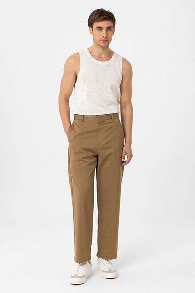 Antioch Camel Straight Fit Men's Trousers