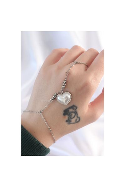 Skygo 316L Silver Şahmeran with White Bubble Heart Design - TJ-SN575
