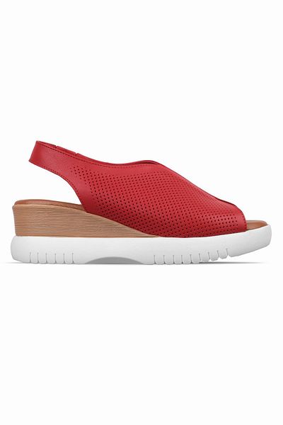 Lal Shoes & Bags Ratse Γυναικεία Γνήσια Δερμάτινα Σανδάλια με Λεπτομέρεια Τρύπας-Κόκκινο