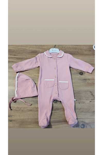 Wogi Basıc Kız Şapkalı Dantelli Tulum