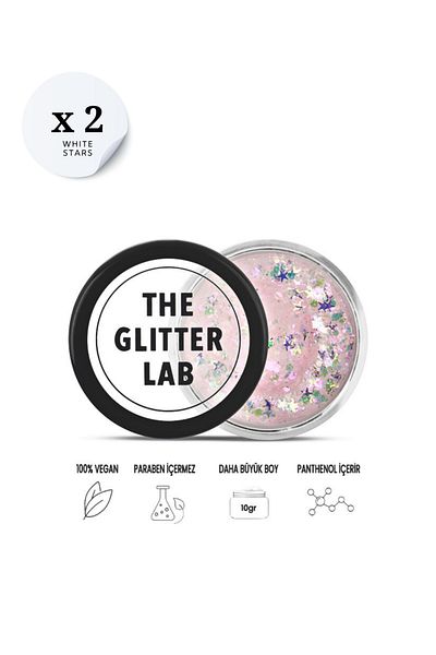 The Glitter Lab 2 Pieces White Stars Glitter – Advantageous Package