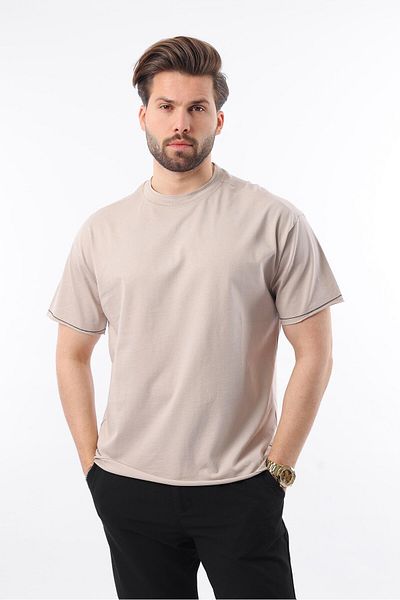 Madmext Ανδρικό T-Shirt Basic με λαιμόκοψη σε μπεζ E7105