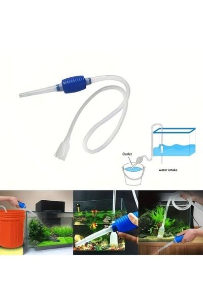 canlipetshop Akvaryum İçin Pompalı Dip Sifonu Dipteki Pislikleri Çekmek İçin Ve Su Değiştirmek İçin 1 Adet