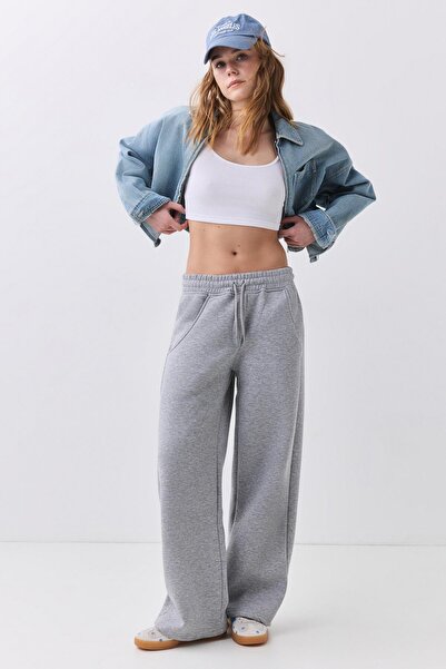 Trendiz Gray Melange Women's Sweatpants - Wide Leg 4031