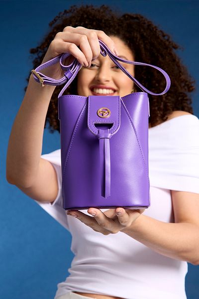 Garbalia Baku Women's Purple Shoulder Bag with Adjustable Shoulder Strap and Magnet Closure Phone Holder