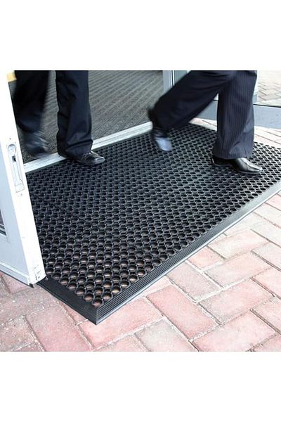 The Shopfitting Shop Shopfitting Shop Large Outdoor Rubber Entrance Mat, Non-Slip, Anti-Fatigue, 0.9m x 1.5m