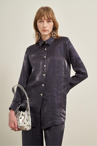 FTZ WOMEN Costum modal lucios pentru damă, albastru bleumarin 31002