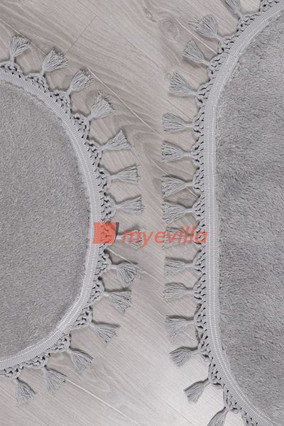 Myevilla My Evilla Modern Simirna Decorative Plush Oval 60x100-50x60 Pompom Fringed Toilet Seat Set
