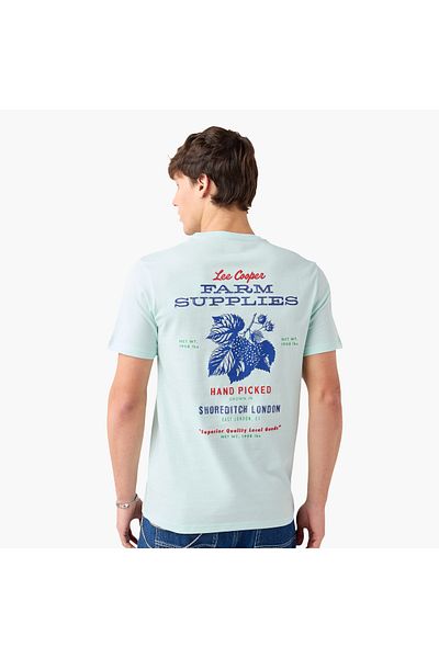 Lee Cooper Graphic Print Crew Neck T-shirt With Short Sleeves