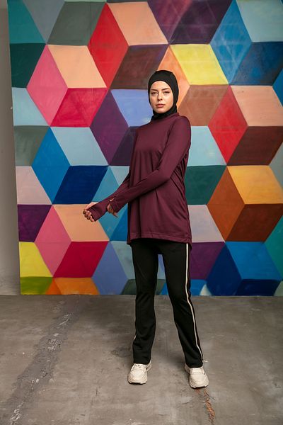 FD SPORTS Train-Fit Crew Neck Quick Dry Sweatpants - Claret Red