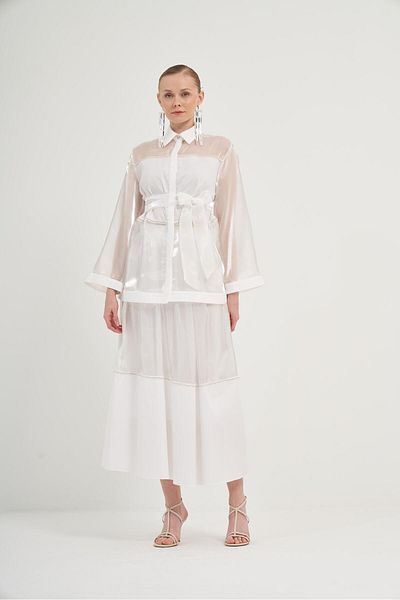 FTZ WOMEN Women's Organza Suit White 31041