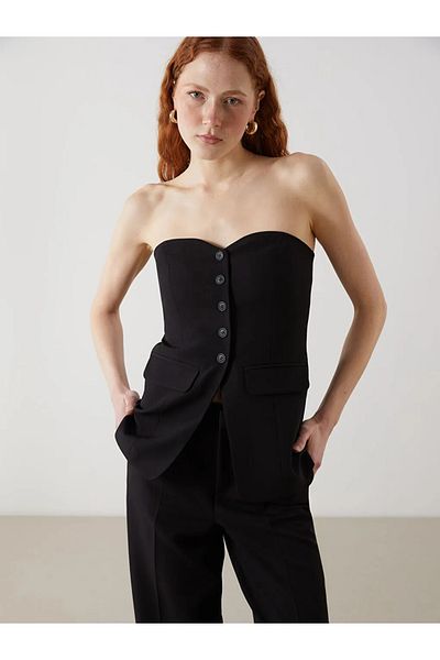 LC Waikiki Black Strapless Collar Women's Classic Vest