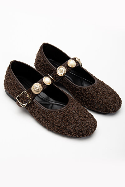 RİSSOLİ Дамски ежедневни балерини Rissoli с горчиво кафе, регулируеми катарам...