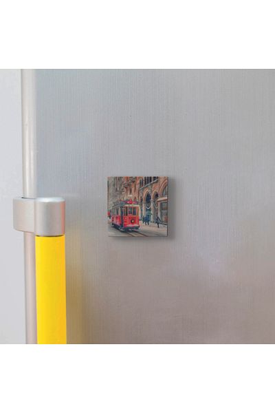 Sadrazam Magnet din piatră naturală imprimat tramvai nostalgic 5x5 Krt-46