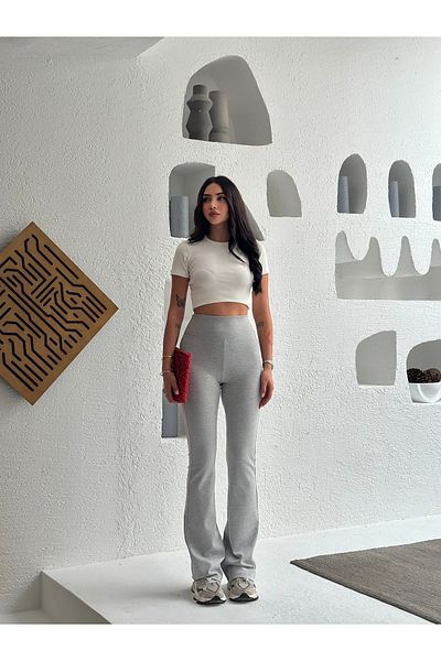 FEWTİNT Foldable Waistband Flared-Leg Pants
