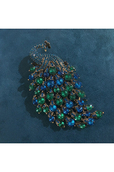 Choice دبوس طاووس من الكريستال الأخضر على شكل طائر الفينيق مع إكسسوار دبوس طا...