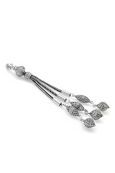 Tesbihane Φιλιγκράν Σχέδιο Τριπλό Μαστίγιο Ασημένια Φούντα 925