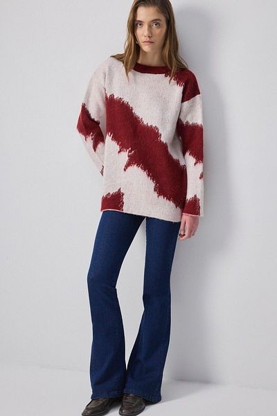 Touché Privé Abstract Patterned Tri̇Ko Sweater