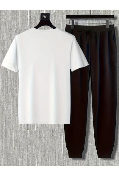 DAXİS Sportwear Company Men's Printed Tracksuit Set T-Shirt Jogger Sweatpants - Bottom Top Set