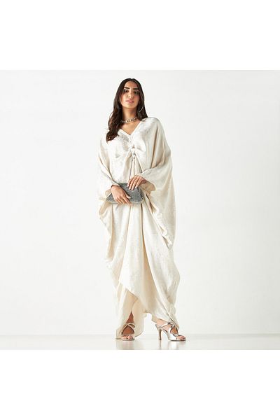 Iconic All-over Floral Print Kaftan Dress With Long Sleeves