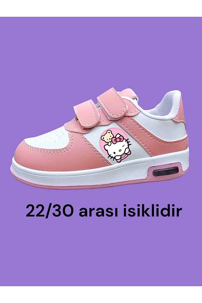 archiepet Lighted Pink Sweet Hello Girls' Sneakers with Lights between 22/30 (Not 31/35 Lights)