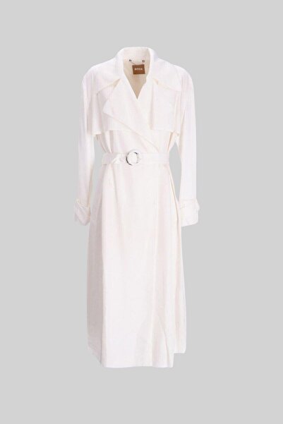 BOSS Kadın Calissi Klasik Kuşaklı Kaban Beyaz