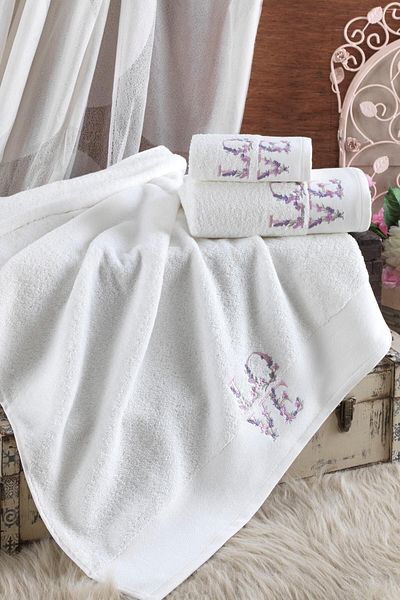 Ellia Soft 100% Cotton Love |   3 Piece Bath Set |   Luxury Bath Towel Set