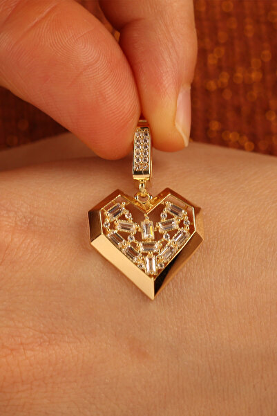 Çgk Çiğdem Gürel Kuyumculuk Baget Taşlı Kalp Altın Kolye Ucu