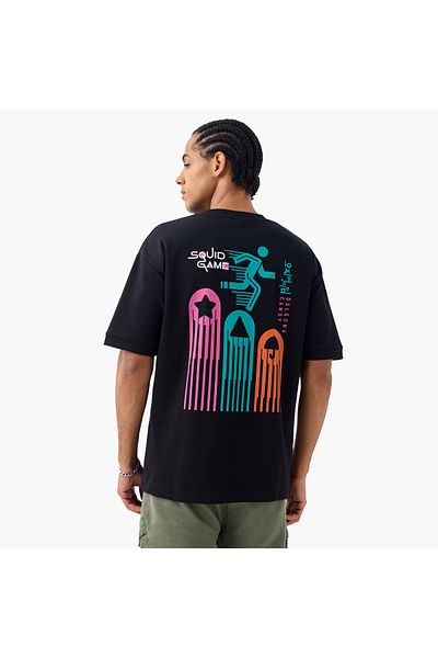SP Characters Squid Games Print Crew Neck T-shirt With Short Sleeves