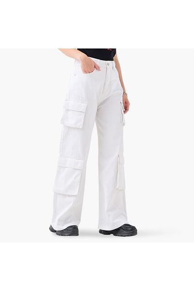 Lee Cooper High Rise Wide Leg Jeans With Pockets