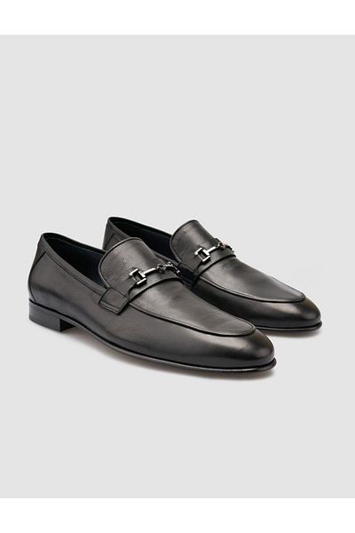 Cabani 100% Genuine Leather Black Buckle Men's Classic Shoes