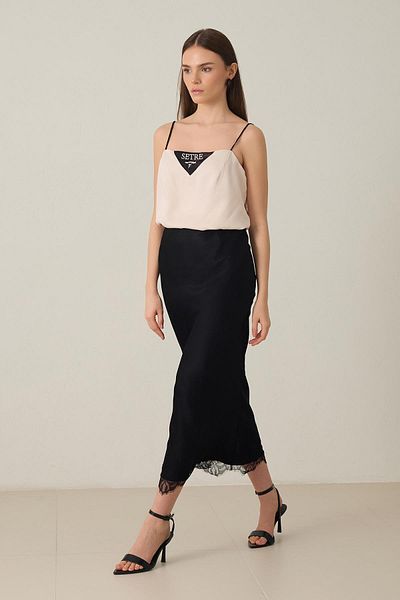 Setre Fusta de lungime midi cu dantela neagra