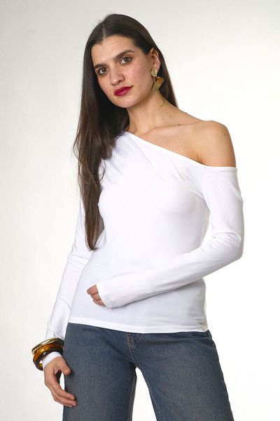 ABBRA Bluză de damă cu mânecă lungă fără umăr
