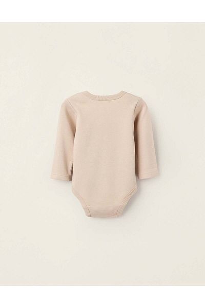 Ziddy Pack of 4 Cotton Bodysuits for Newborns and Babies 'Pastel', White/Beige