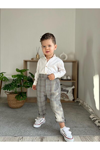 favorimkids Striped Cotton Linen Holiday Top and Bottom Set 3