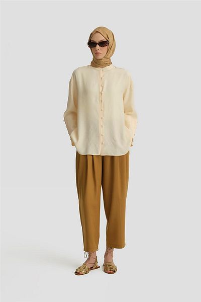Armine 25Y2816 Pantaloni cu pliuri duble Sahra
