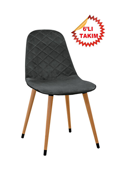 Estelia Estelia Truva 6 Adet Ergonomik Ahşap Ayaklı Dikişli Kaliteli Sandalye...