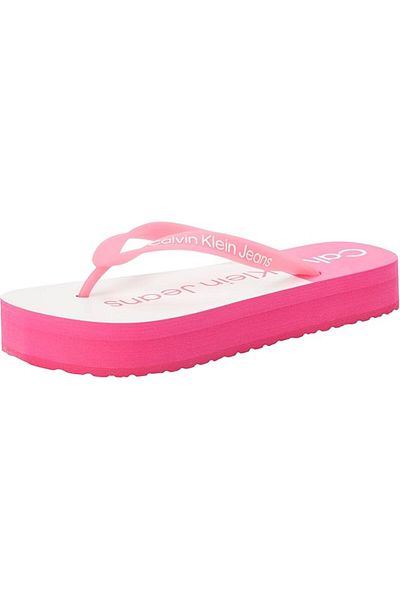 Calvin Klein Women's Flip Flops Comfortable Pink Slippers with Brand Logo Yw0Yw01617-0Gm