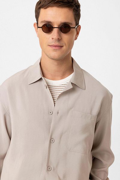 Antioch Beige Relax Fit Modal Fabric Men's Shirt