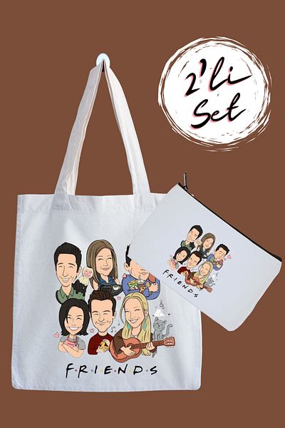 designedfy Friends Printed Cloth Bag and Pen Holder 2-Piece Advantage Set