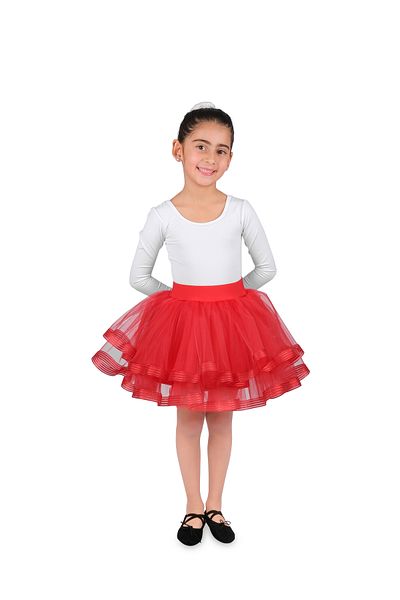 LULLY KİDS Girl's Organza Striped Ribbon 4 Layer Tulle Tutu Skirt