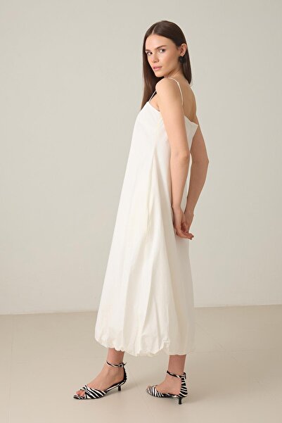 Setre Φόρεμα μπαλόνι με άνετο κόψιμο με λουράκι από βαμβακερό νήμα εκρού