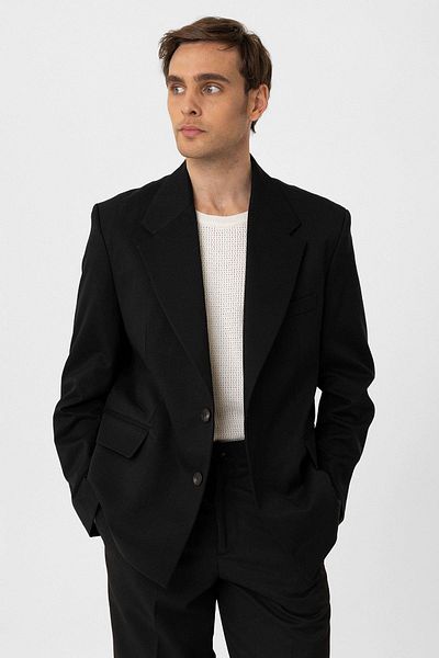 Antioch Black Relax Fit Men's Blazer Jacket