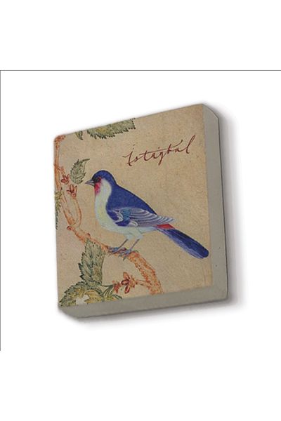 Sadrazam Istanbul Bird Printed Natural Stone Magnet 5X5 Krt-68