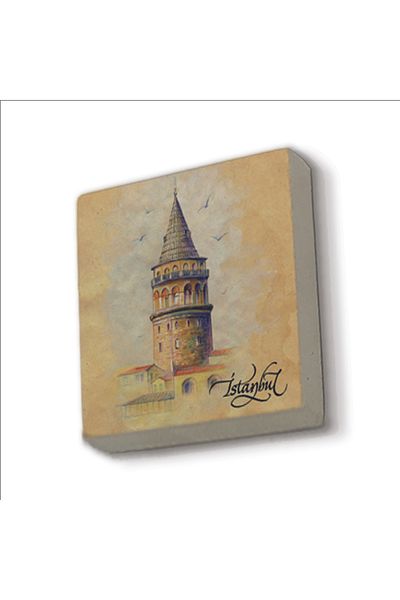 Sadrazam Galata Tower Printed Natural Stone Magnet 5X5 Krt-21