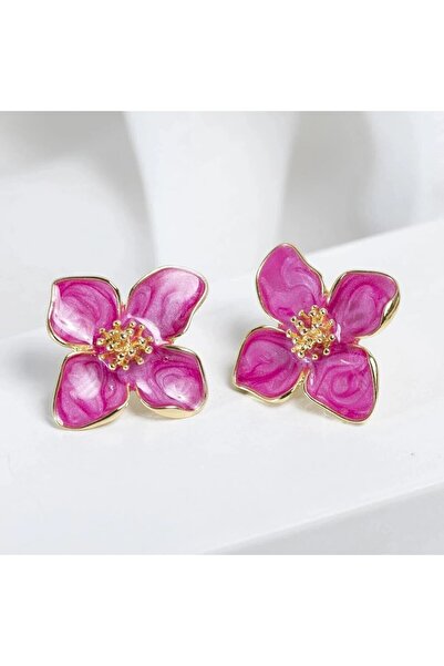 Choice أقراط أوبيجا فوشيا إيبوكسي على شكل زهرة للنساء من AEH60089 أقراط كورية...