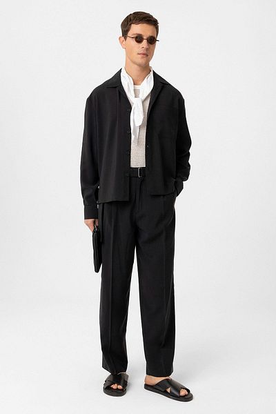 Antioch Black Relax Fit Modal Fabric Men's Shirt
