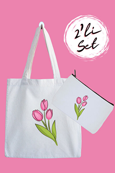 designedfy حقيبة قماش مقاومة للماء على شكل زهرة وحامل أقلام مجموعة من قطعتين